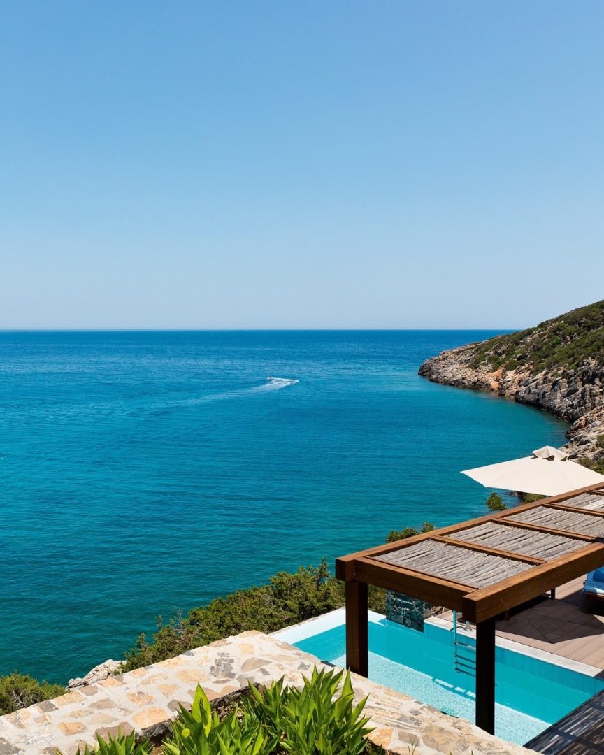 Accessible view across the pool area at Daios Cove in Crete