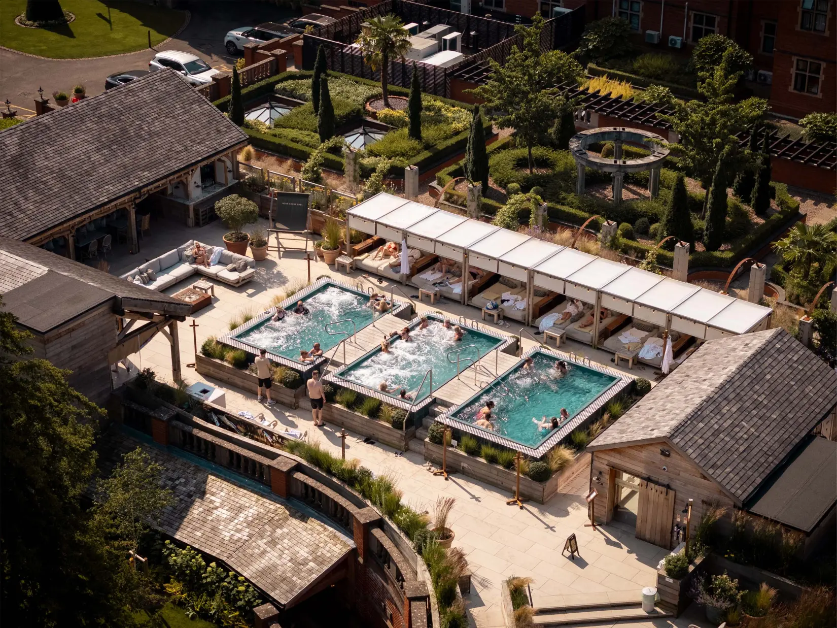 Outdoor Spa Terrace at Hoar Cross Hall in Staffordshire