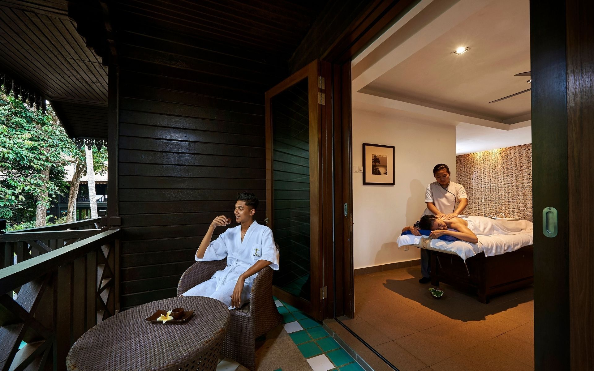 Tropical island wellness setting