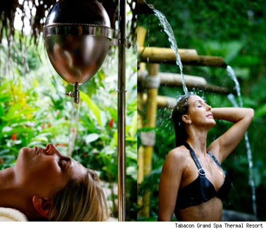 Thermal spa landscape at Tabacón Grand Spa in Costa Rica