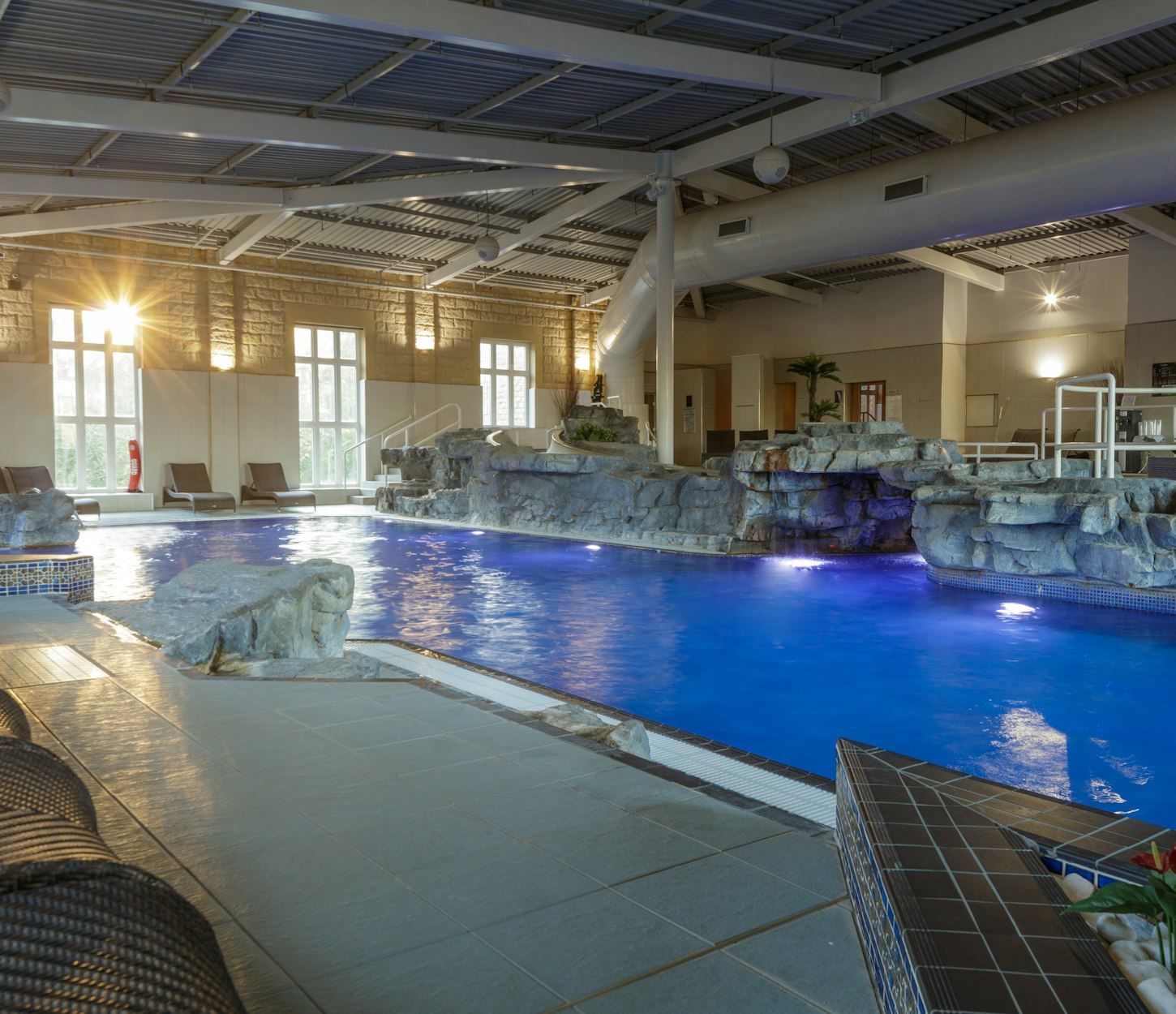 Indoor spa pool at Slaley Hall Hotel, Spa & Golf Resort in Northumberland