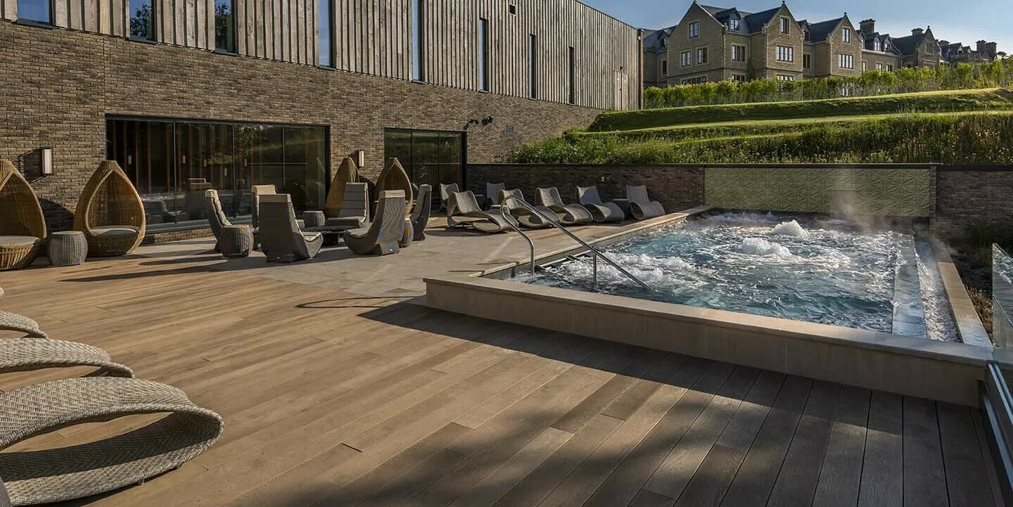 Outdoor hydrotherapy pool at The Spa at South Lodge