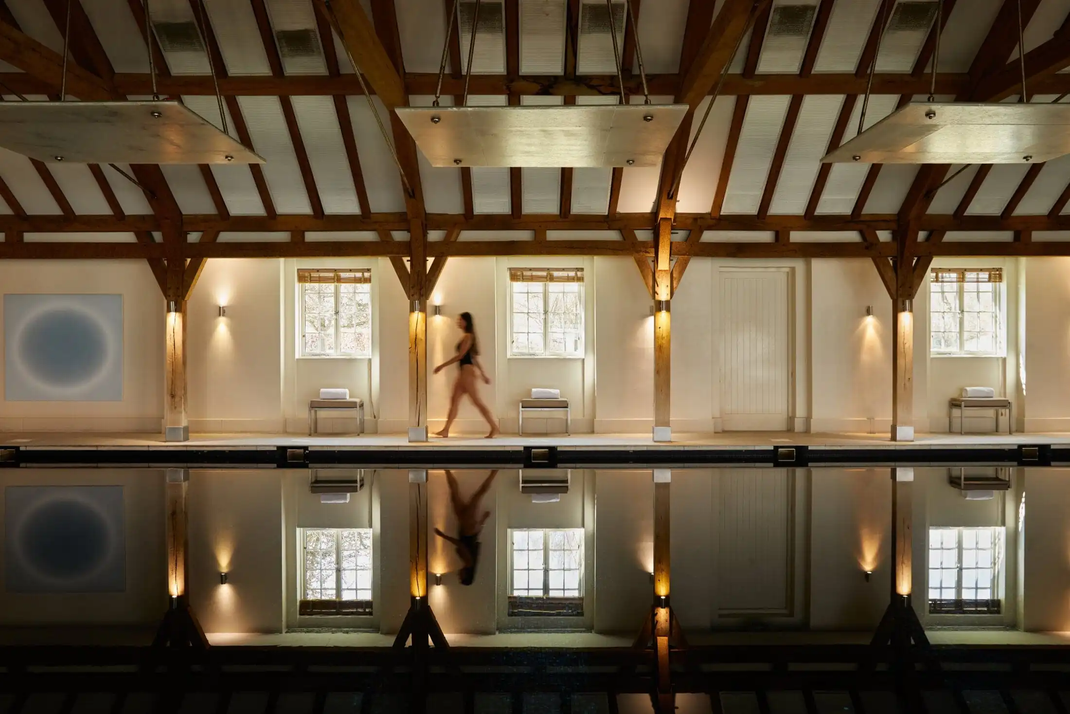 Black mosaic swimming pool at Sequoia Spa at The Grove