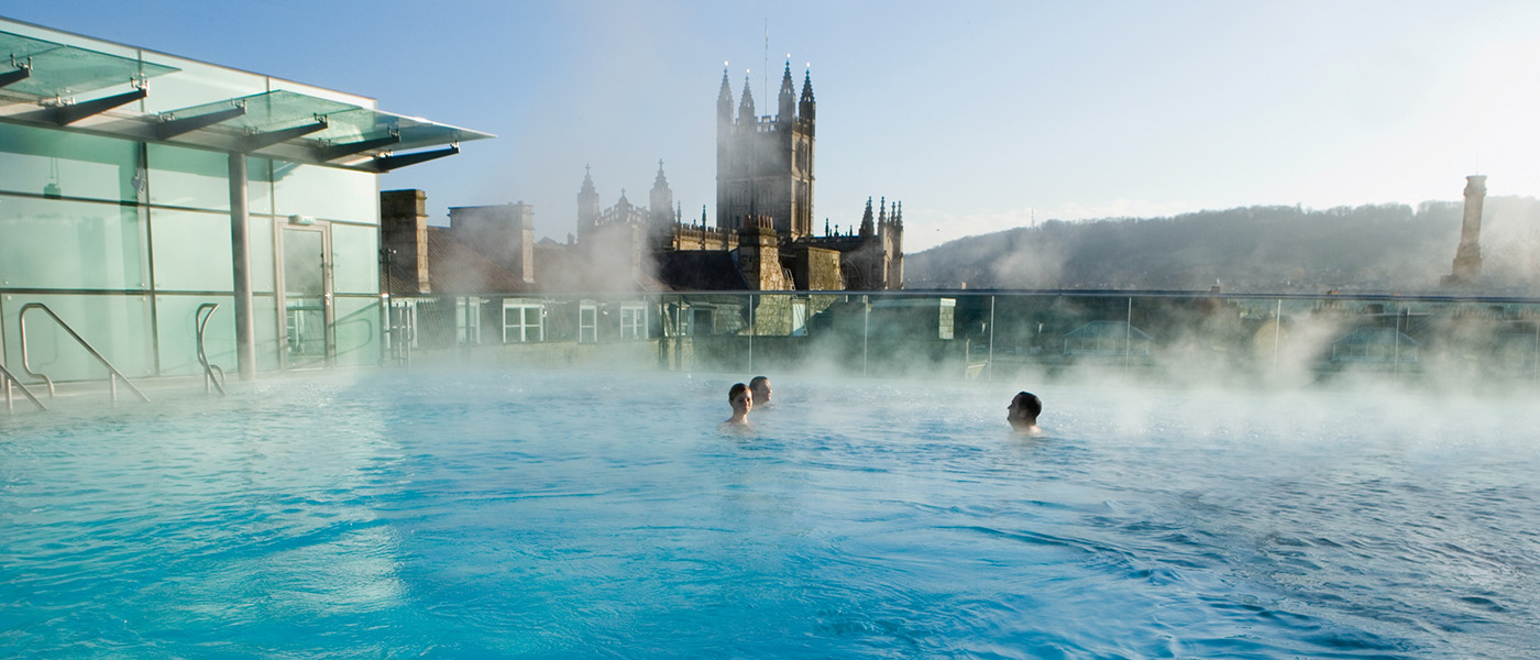 Rooftop thermal pool at Thermae Bath Spa