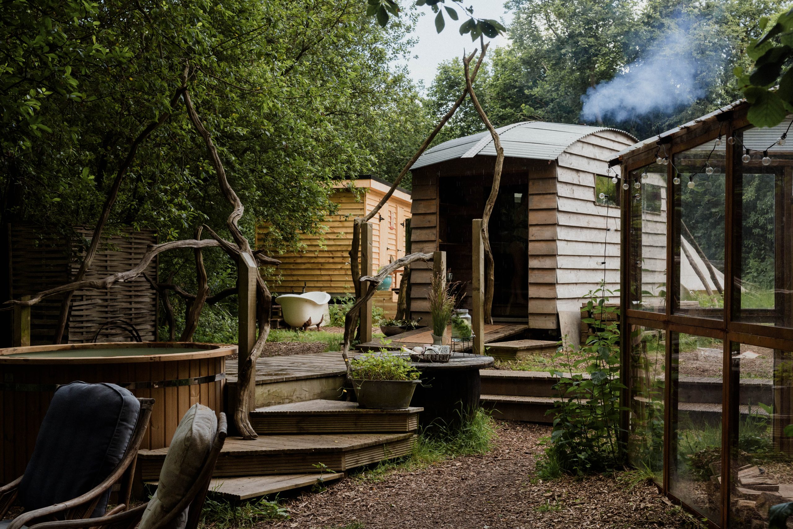 Forest sauna at Wild Spa Wowo in Sussex